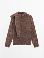 V-neck knit sweater with scarf - STUDIO