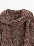 V-neck knit sweater with scarf - STUDIO