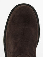 Split suede knee-high boots