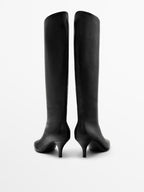 Leather stiletto heel boots