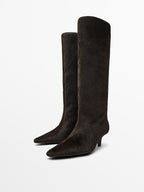 Hair on leather heeled boots