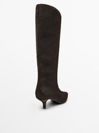 Hair on leather heeled boots