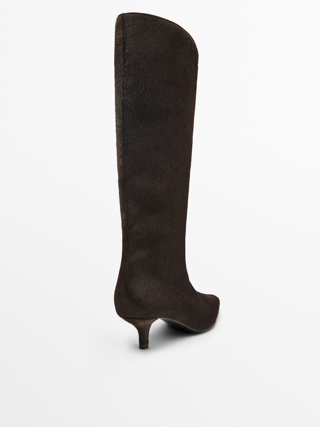 Hair on leather heeled boots