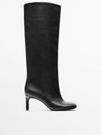Leather gaucho boots with round toe