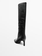 Leather gaucho boots with round toe