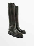 Brushed leather boots