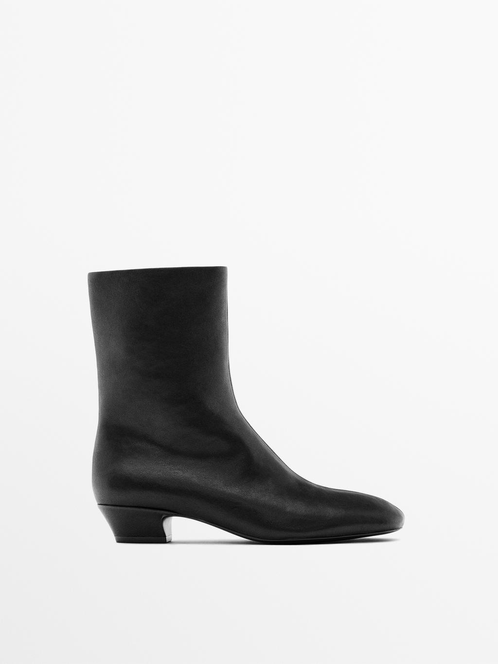 Leather heeled ankle boots