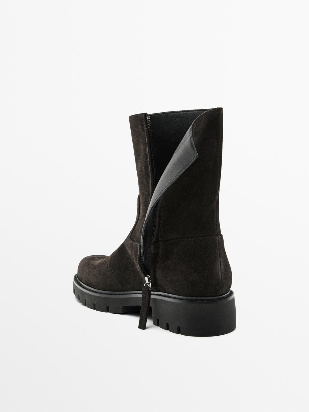 Split suede ankle boots with track sole