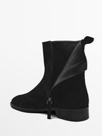 Flat split suede ankle boots
