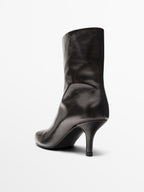 Shiny leather high-heel ankle boots