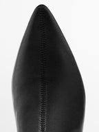 Stretch leather wedge ankle boots