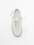 Crackled leather trainers