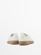 Crackled leather trainers