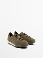 Split suede leather trainers
