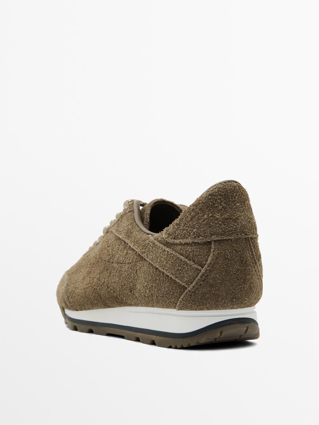 Split suede leather trainers