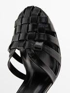 Leather high-heel cage sandals