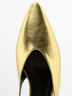 Gold high-heel slingback shoes