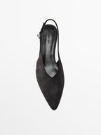 Split leather high-heel slingback shoes