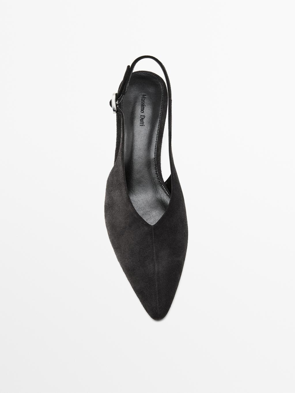 Split leather high-heel slingback shoes