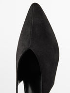 Split leather high-heel slingback shoes