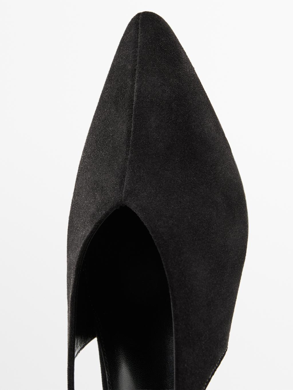 Split leather high-heel slingback shoes