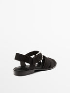 Hair on leather cage sandals