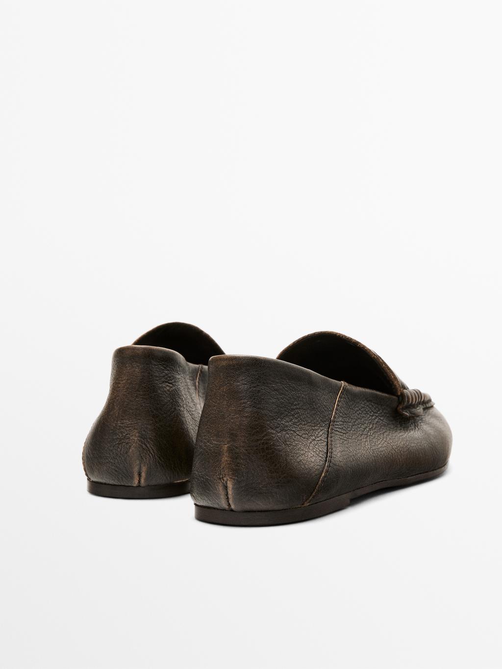 Brushed leather mule loafers