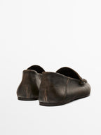 Brushed leather mule loafers
