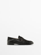 Mock croc embossed loafers