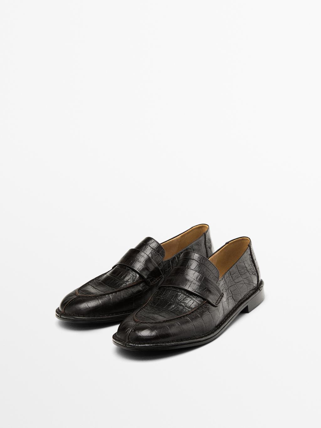 Mock croc embossed loafers
