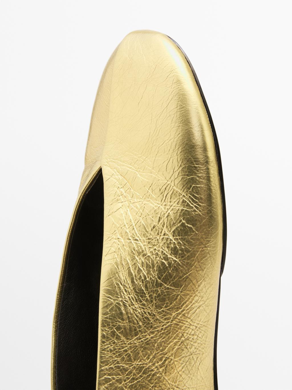 Metallic leather ballerinas