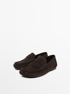 Split suede leather loafers