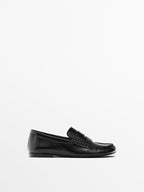 Leather loafers with penny strap