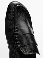 Leather loafers with penny strap