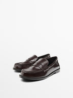 Leather loafers with glossy finish