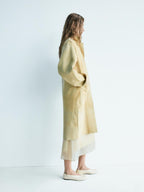 Ostrich print leather ballet flats