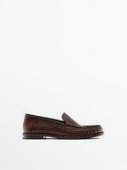 Gathered leather loafers