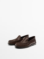 Gathered leather loafers