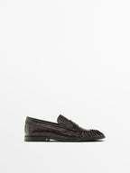 Embossed leather loafers