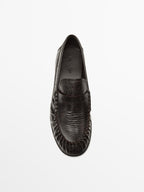 Embossed leather loafers