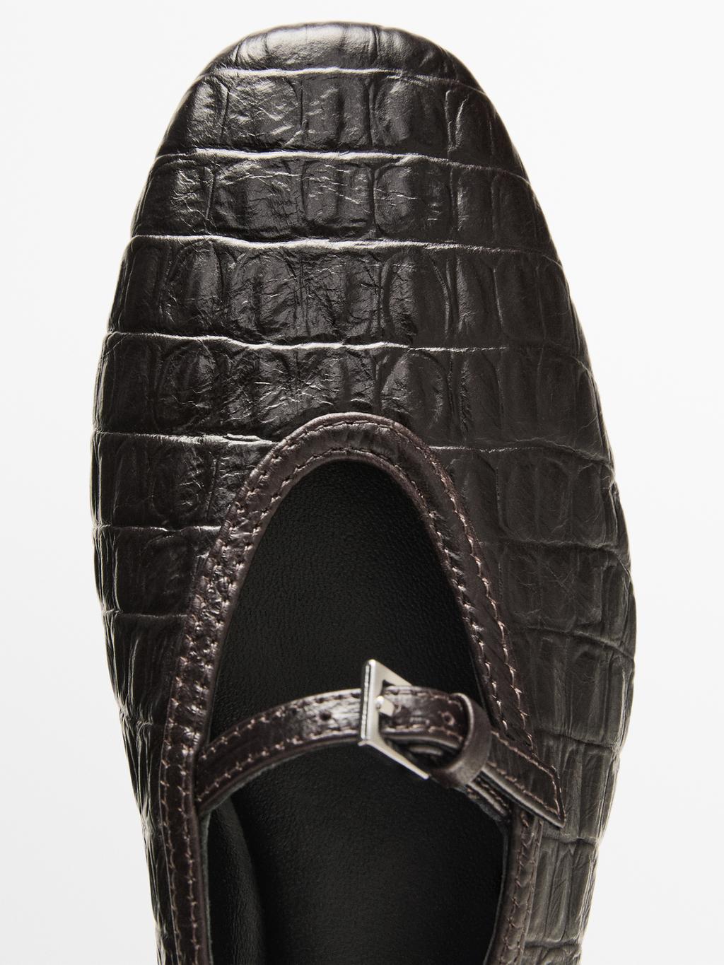 Soft mock croc leather ballet flats