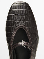 Soft mock croc leather ballet flats
