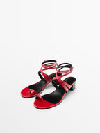 Leather sandals with criss-cross straps