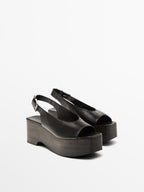 Wooden wedge mule sandals