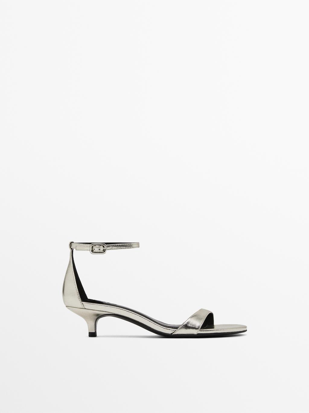 High-heel sandals with metallic strap