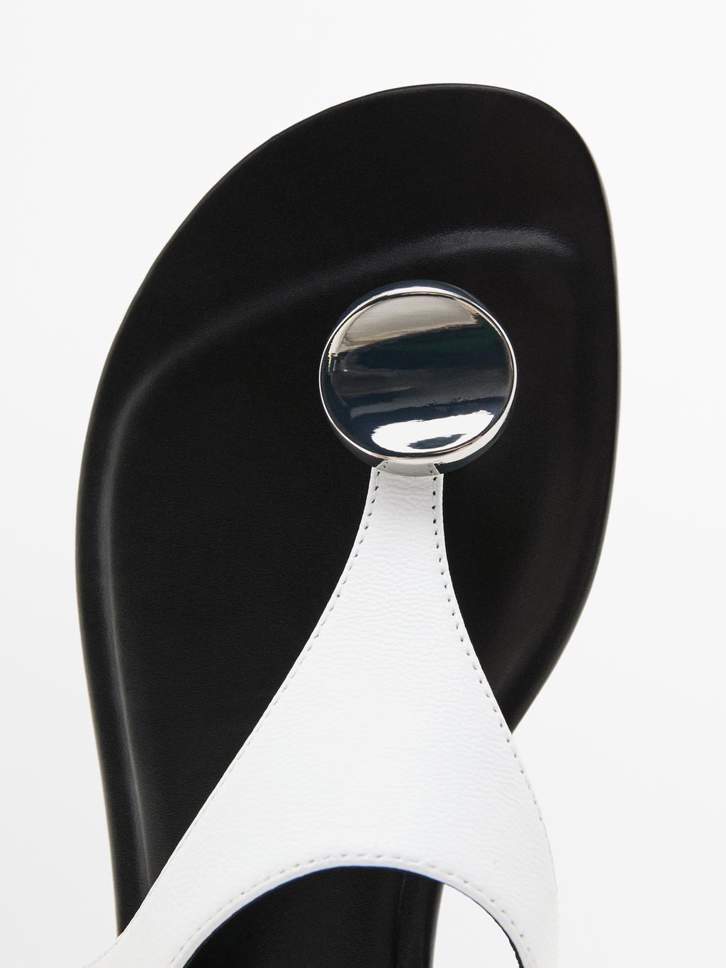 Flat leather sandals with embellished detail