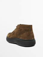Moc toe split suede ankle boots