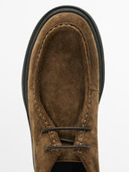 Moc toe split suede ankle boots