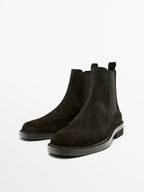 Split leather ankle boots with track sole - LIMITED