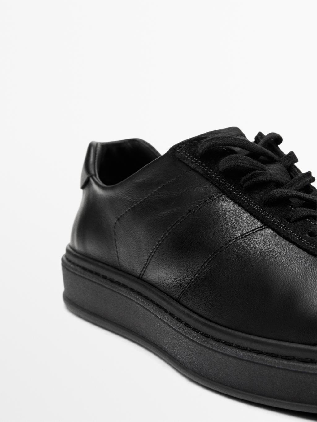 Contrast leather trainers